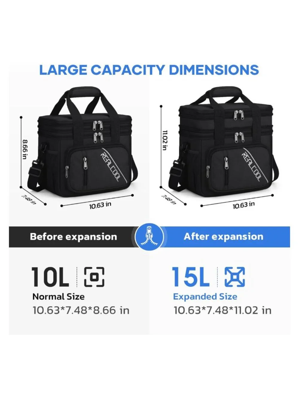 Insulated Double Deck Lunch Bag Leakproof 15L Cooler Box Work Travel